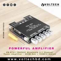 ZK-ST21 TPA3221 Bluetooth 2.1 Channel Power Amplifier Board – 100W×2 + 200W Subwoofer Output | 12V–30V | Treble & Bass Control